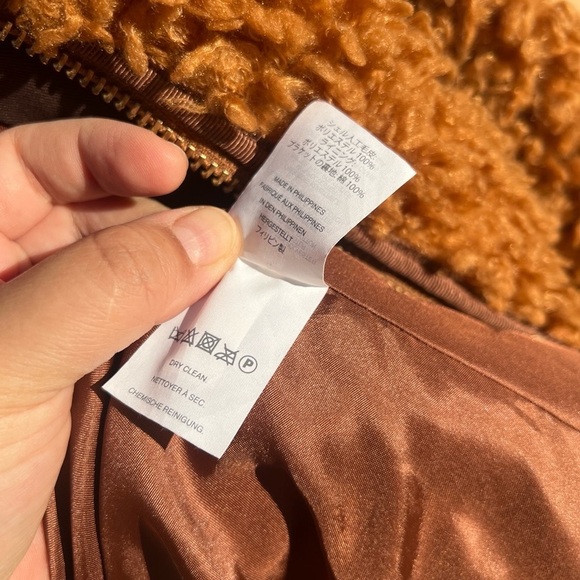 jcrew textured teddy vegan sherpa coat warm brandy brown XL super soft! - Picture 9 of 15